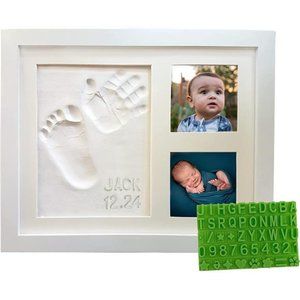 Baby Handprint&Footprint Keepsake Photo Frame Kit-Personalize it w/Bonus Stencil